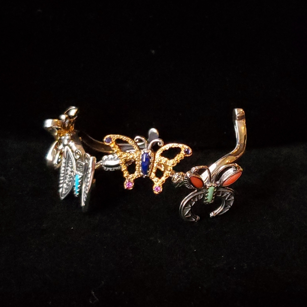 RARE Butterfly Cuff Native American Collaboration Sterling & Brass SWAIA